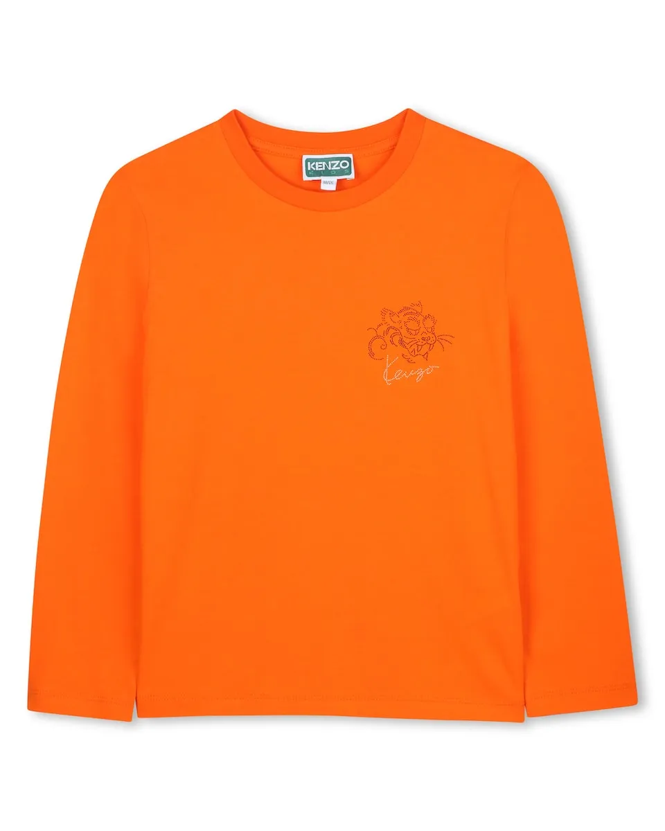 

Детская футболка оранжевого цвета из хлопка Kenzo Kids