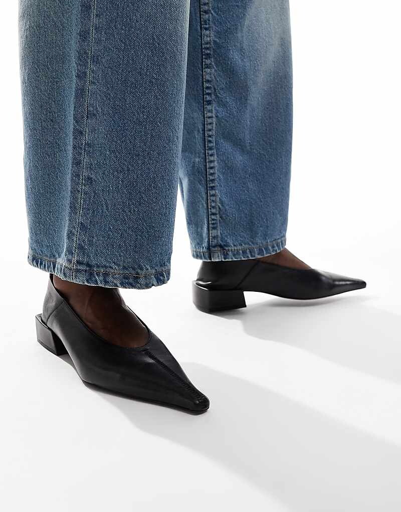 

ASOS DESIGN Premium – Lorelei – Черные кожаные балетки