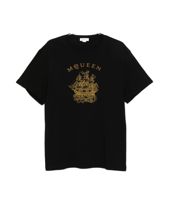 

Стильная футболка в черно-золотых тонах Alexander Mcqueen, черный
