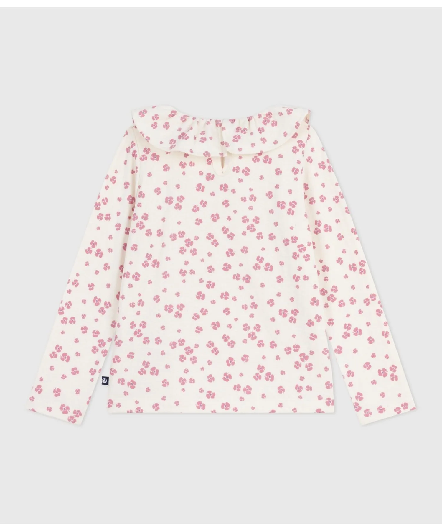 Детская футболка с длинным рукавом и цветочным принтом PETIT BATEAU белая — фото 2