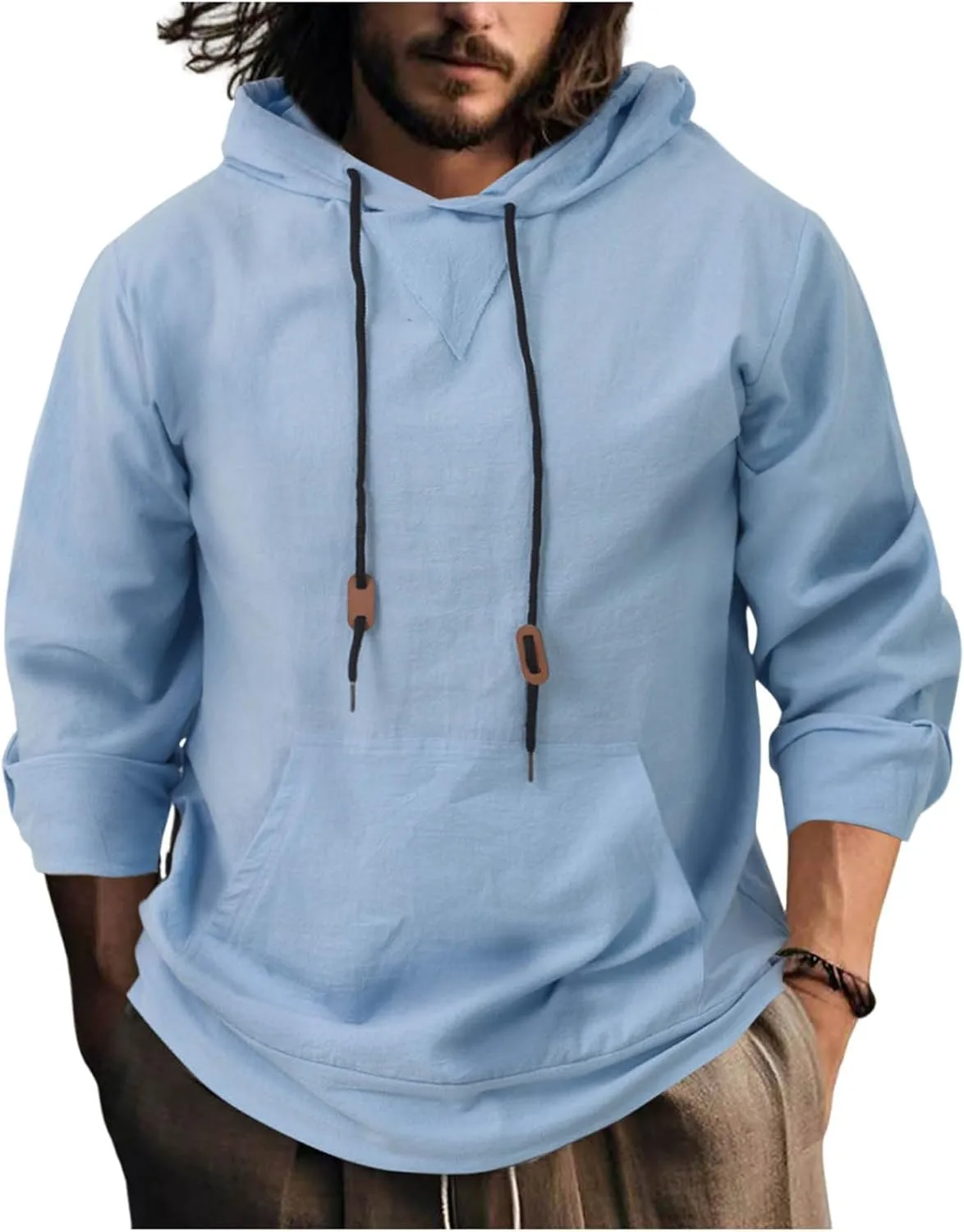 

Мужская легкая толстовка с капюшоном Linen Sweatshirt, свободный крой, с карманом Cambkatl