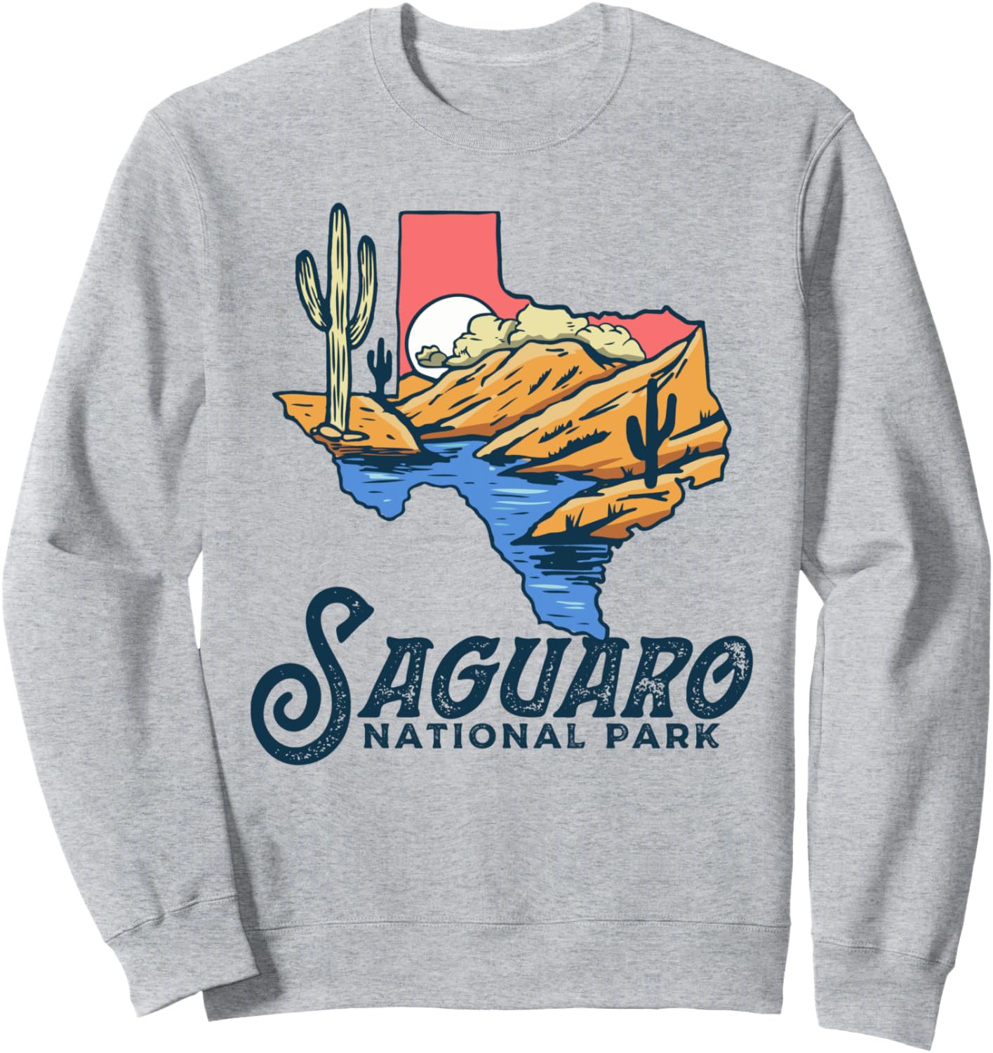 

Винтажная толстовка с изображением пограничного кактуса национального парка Сагуаро, штат Техас Symbiosis Supply Co., серый