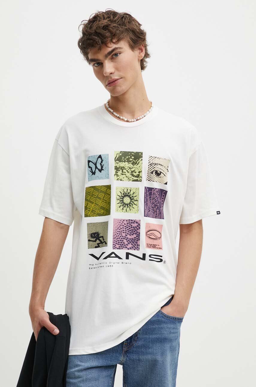 

Хлопковая футболка Vans, бежевый