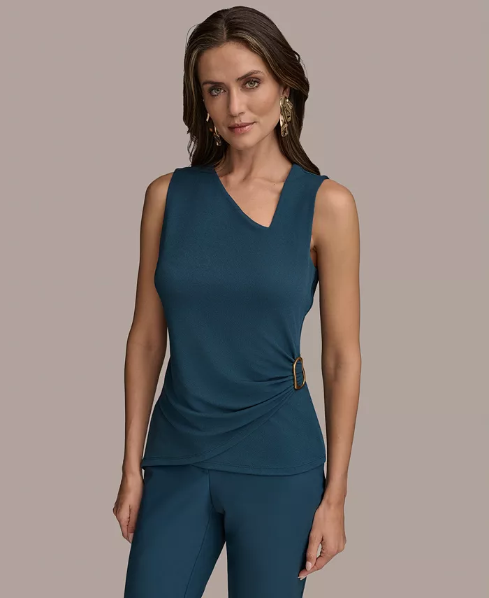 

Женский топ без рукавов с асимметричным вырезом, размеры Regular и Petite Donna Karan New York, синий