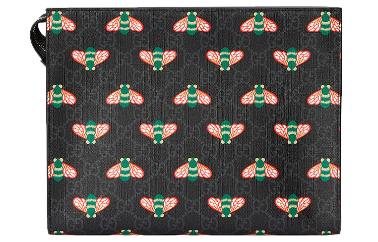 

GUCCI Мужской клатч из холста с кожаной вставкой, черно-серый цвет