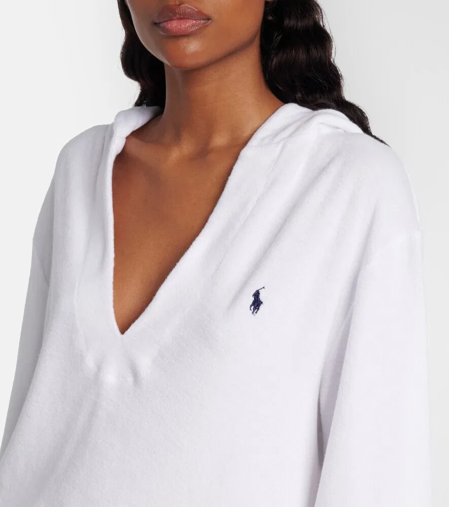 Пляжная накидка из хлопчатобумажной махровой ткани Polo Ralph Lauren, белый — фото 4