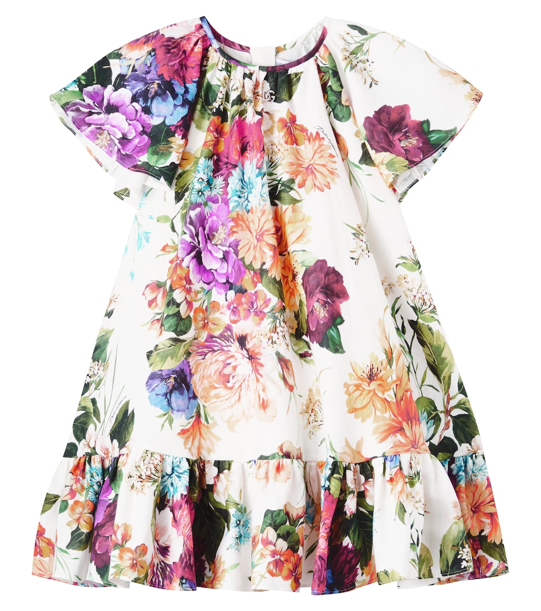 

Льняное платье с цветочным принтом Dolce&Gabbana Kids, B. Fiori Cret. F. Bco