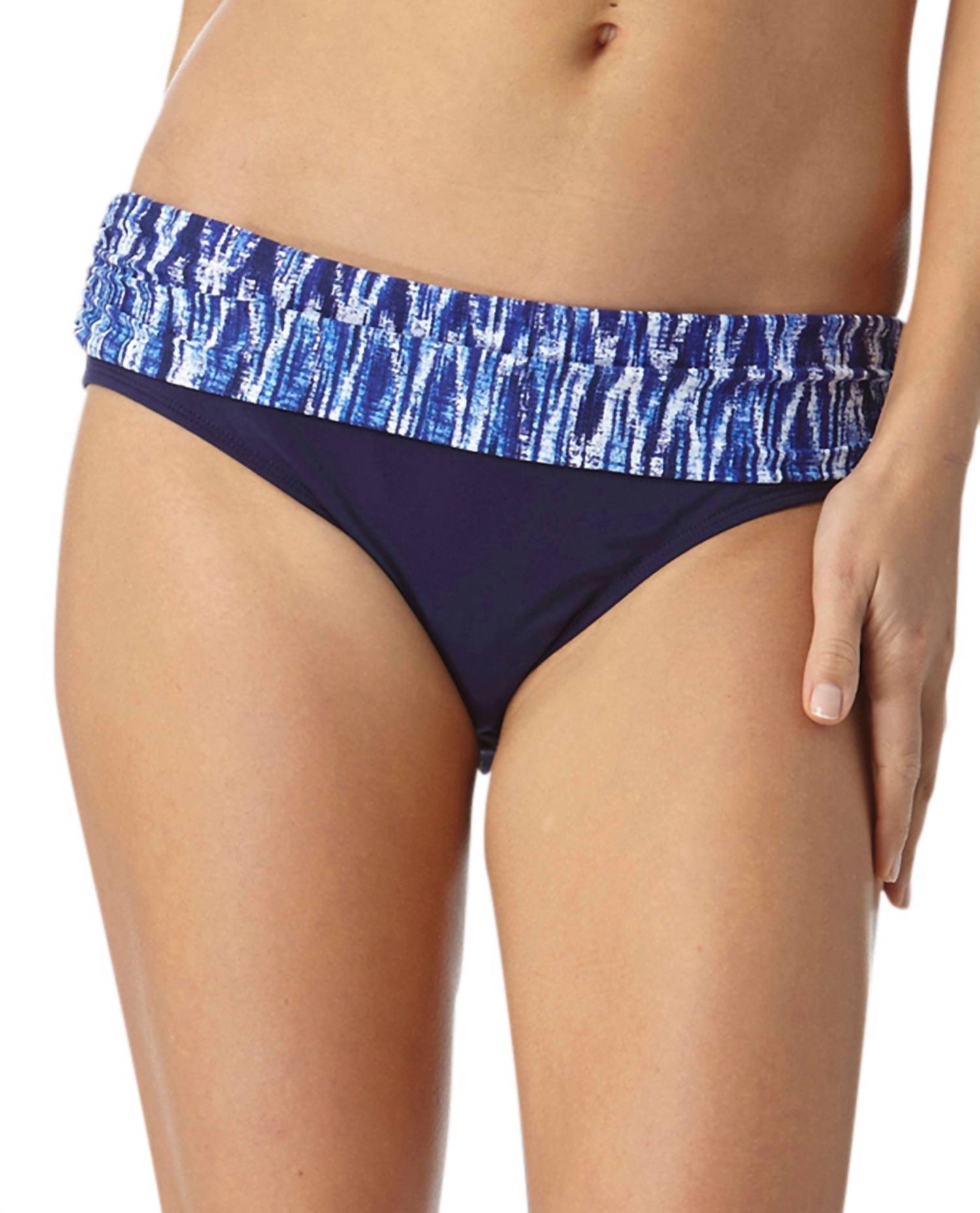 

Женские плавки-шорты Tide Foldover Mid Rise цвета индиго Anne Cole