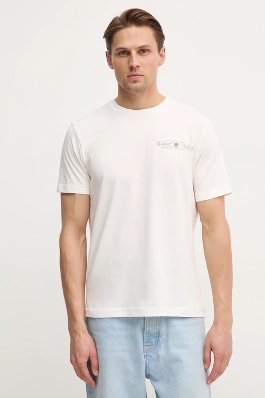 

Хлопковая футболка Gant, бежевый