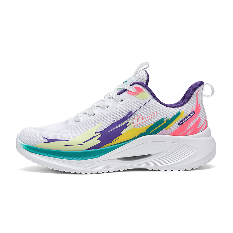 

WARRIOR Беговые кроссовки мужские низкие белые розовые фиолетовые желтые с тканевой амортизацией, покрытием, устойчивостью к истиранию и легким весом