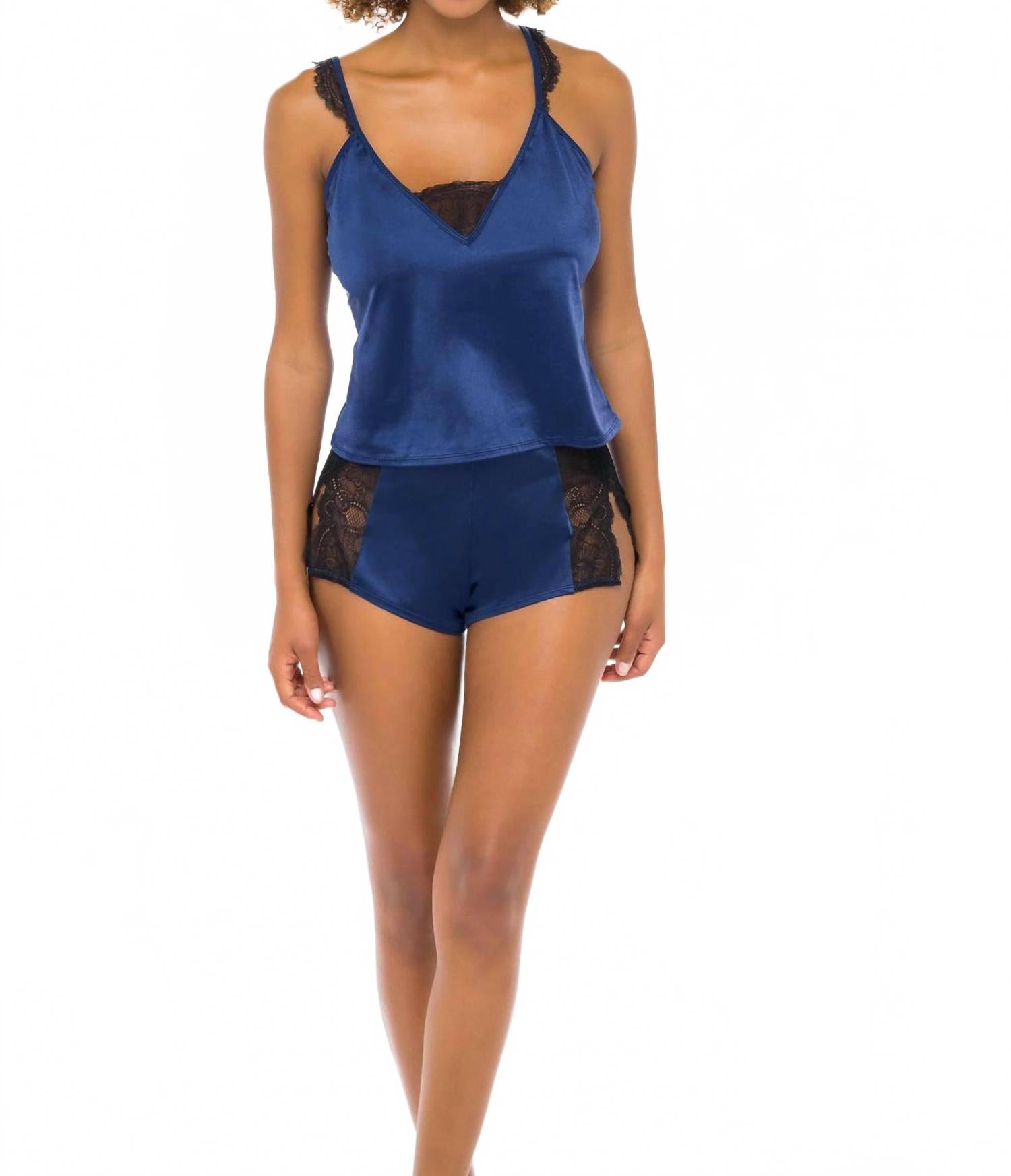 

Комплект Saskia из кружевного топа и шорт в цвете Estate Blue / Black Oh La La Cheri
