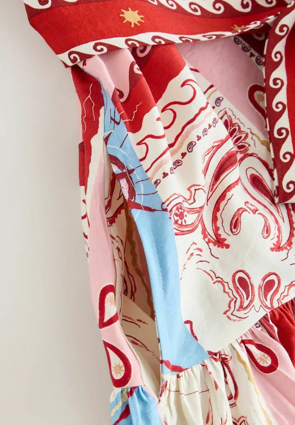 Платье-Рубашка прямого кроя с короткими рукавами и поясом на талии Next, Red/Blue Bandana Printed — фото 3