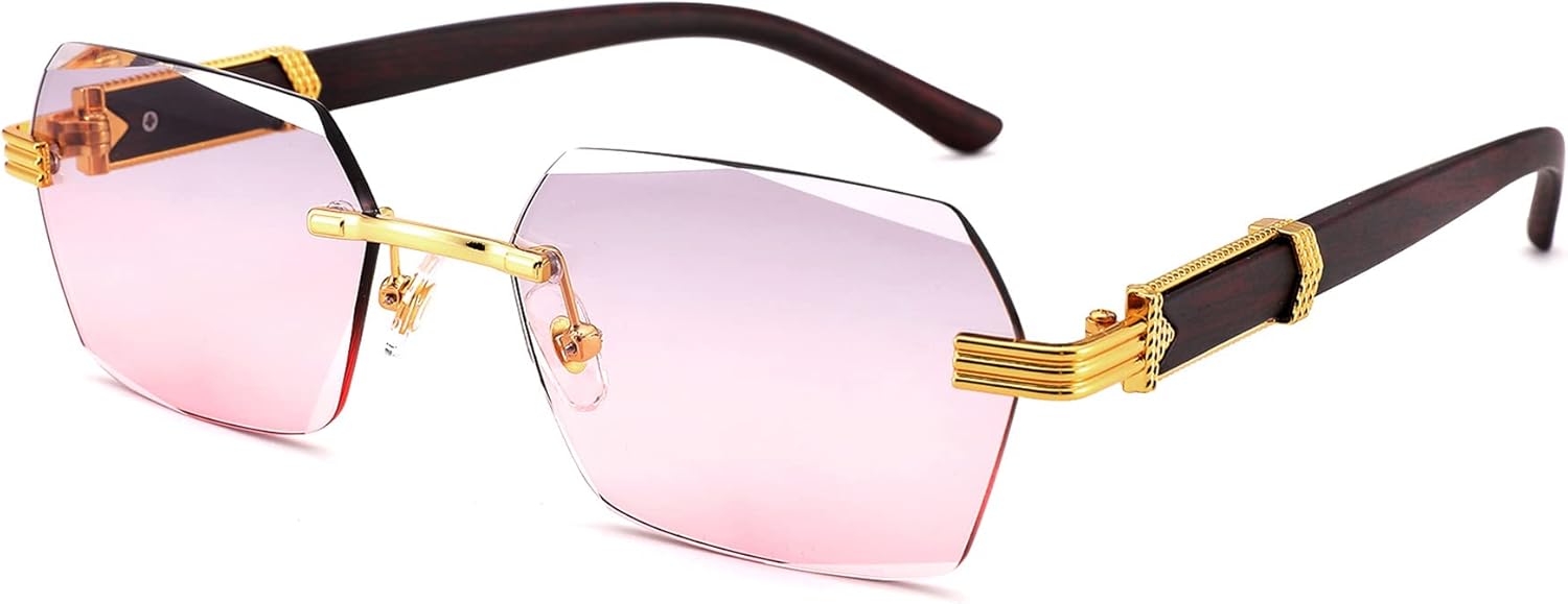 

Солнцезащитные очки Hycredi без оправы, прямоугольной формы, для мужчин и женщин, в стиле ретро, ​​без оправы, квадратной формы, солнцезащитные очки в стиле Y2k, тонированные очки, C7 * Gray Pink