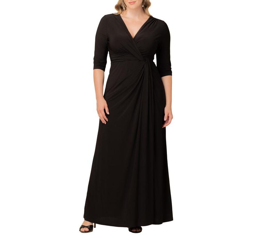 

Длинное вечернее романтическое платье больших размеров Kiyonna, Black noir