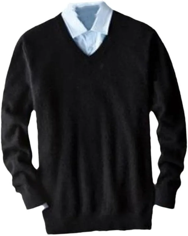 

Классический мужской пуловер с V-образным вырезом, кашемир, теплый Suvoiier