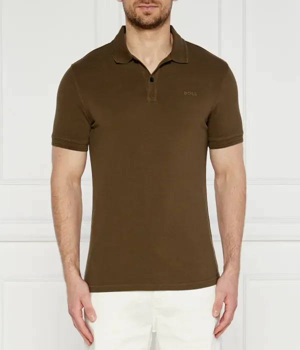 Поло Prime slim fit Boss Orange, оливково-зеленый