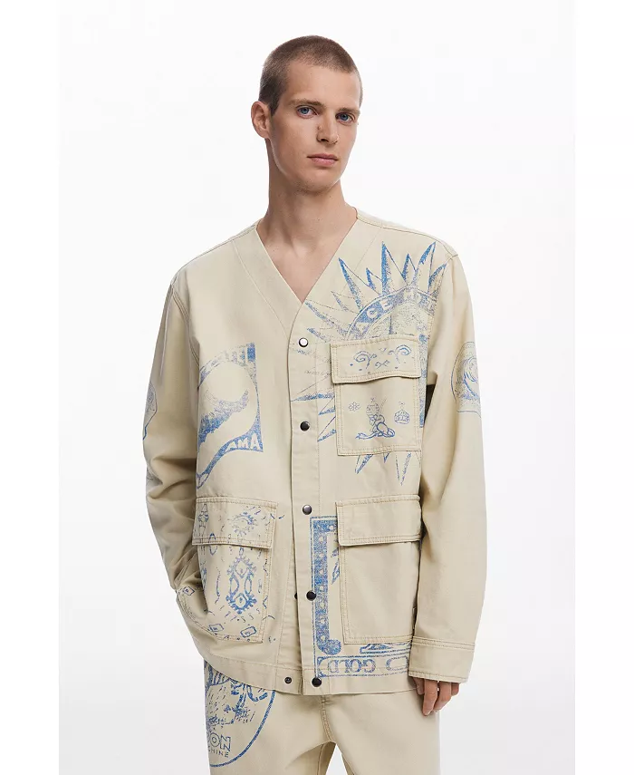 

Мужская куртка с этническим принтом Desigual, коричневый/бежевый