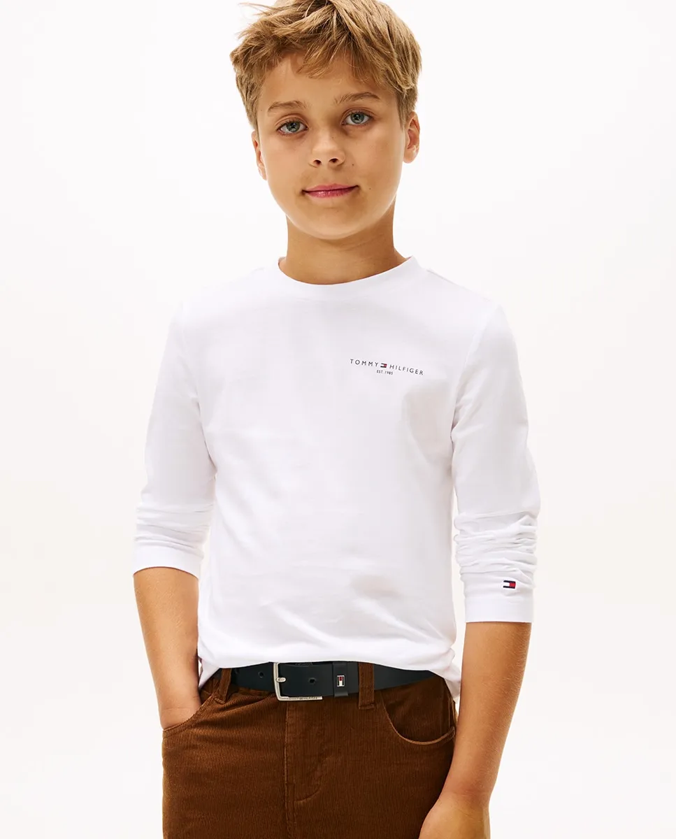 

Детская футболка с длинным рукавом и корпоративным логотипом на груди Tommy Hilfiger, белый