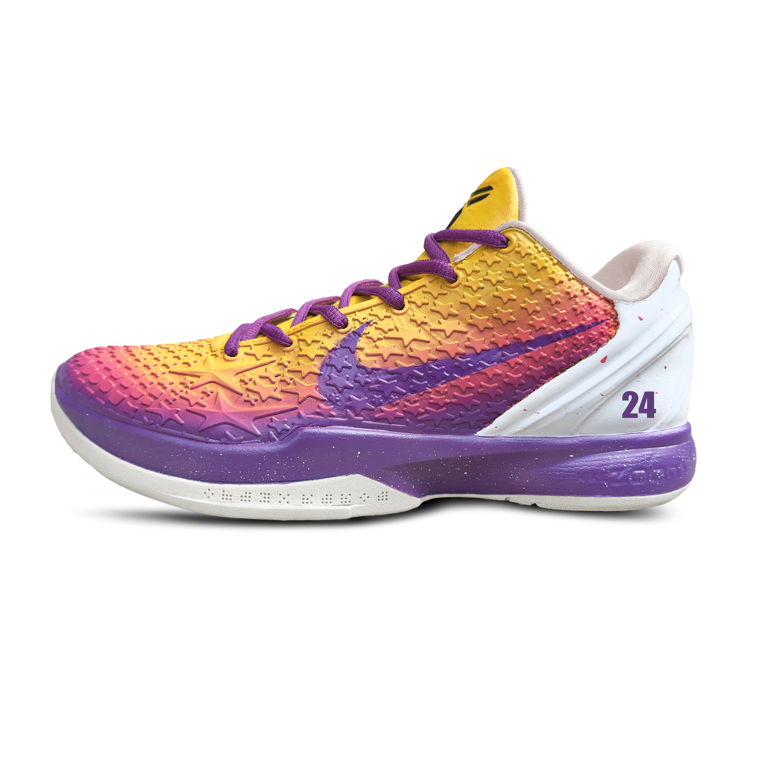 

Nike Zoom Kobe 6 All Star 2.0 All Star Cushioning, износостойкие низкие баскетбольные кроссовки мужские желтые фиолетовые