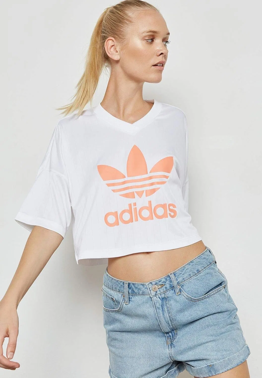 Футболка с логотипом Trefoil adidas Originals, белая — фото 4