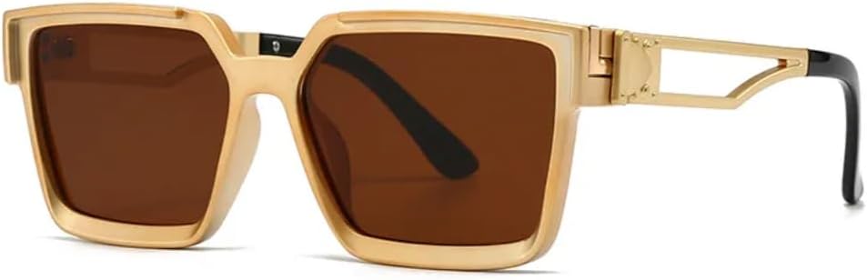 

Модные винтажные золотые солнцезащитные очки для женщин и мужчин, панк-очки, роскошные дизайнерские классические зеркальные очки с защитой от УФ-излучения UV400 SZVVBKK, Gold Tea