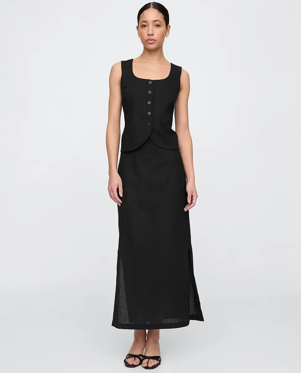 

Длинная юбка с разрезом Gap, черный