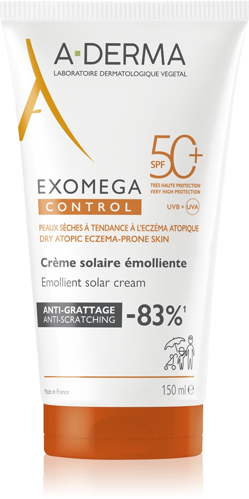 

Exomega control смягчающий солнцезащитный крем защитный крем для лица и тела A-Derma, spf 50+ 150 мл
