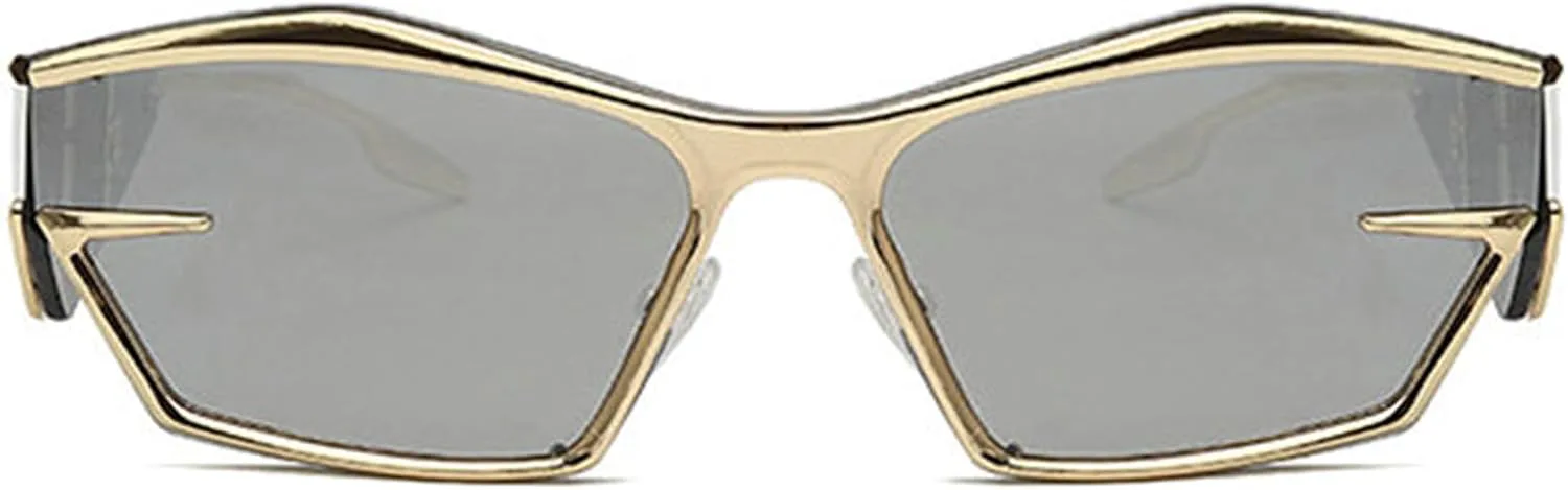 

Солнцезащитные очки Helena Fashion неправильной формы, прямоугольные, для женщин и мужчин, 2025 год, роскошные панк-очки в металлической оправе для мужчин, C6