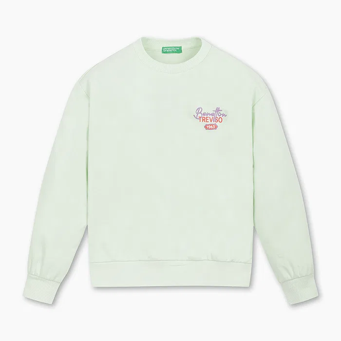 Детский мятный свитшот с логотипом от Benetton Kids
