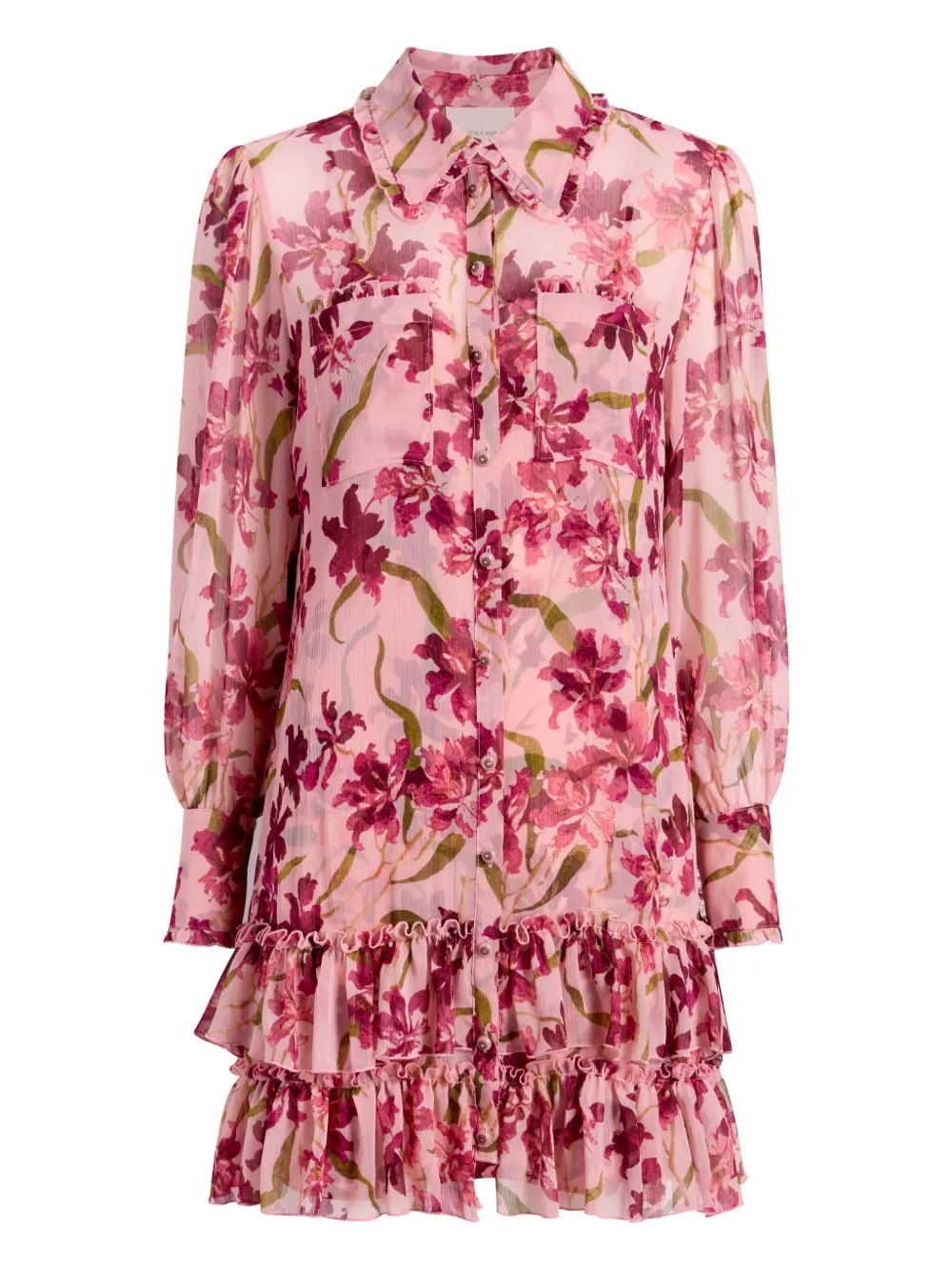 

Платье с оборками и цветочным принтом Cinq A Sept, розовый