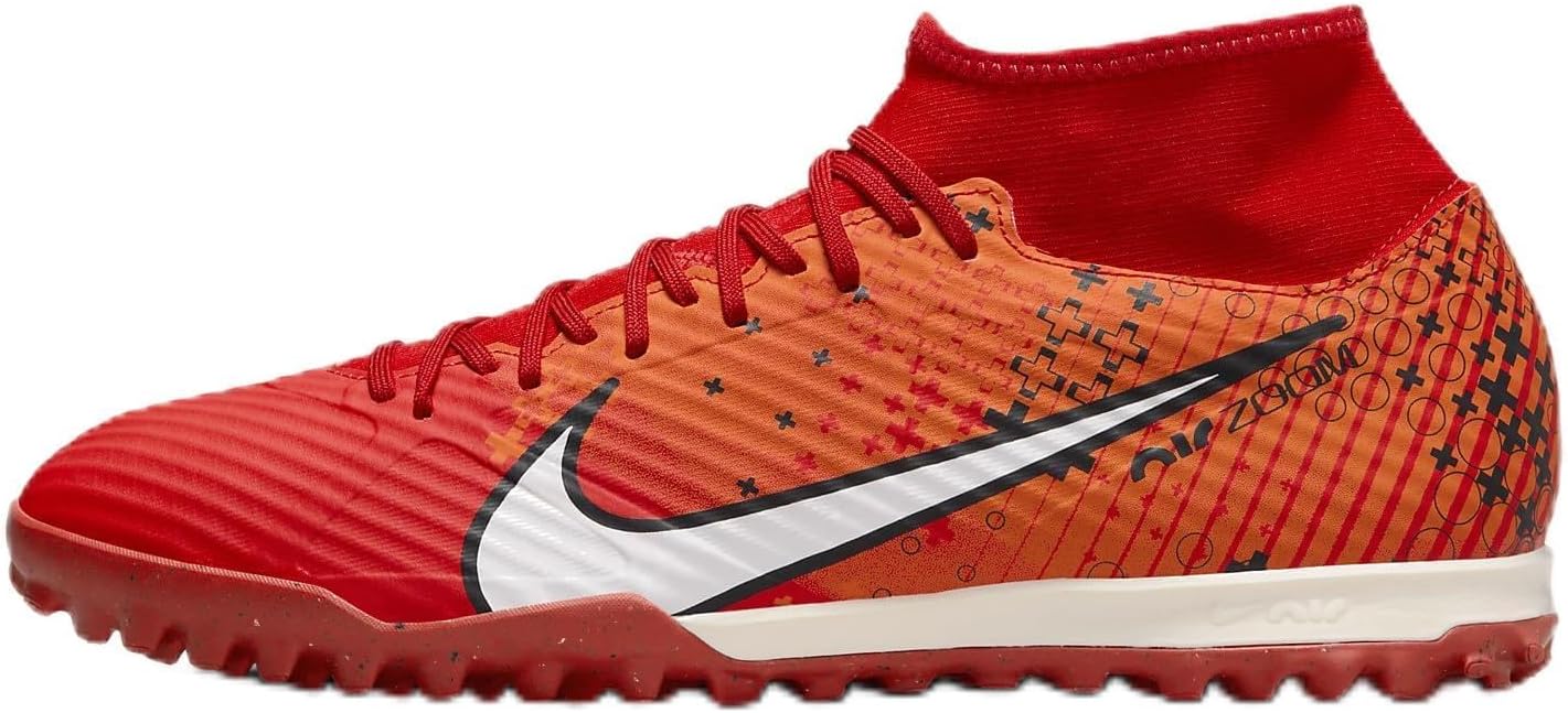 

Футбольные бутсы Nike Mercurial Superfly 9 Academy Turf с высоким верхом, Light Crimson/Bright Mandarin/Black/Pale Ivory