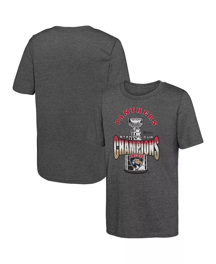 

Футболка Tri-Blend для больших мальчиков и девочек Heather Grey Florida Panthers 2024 Stanley Cup Champions Fanatics