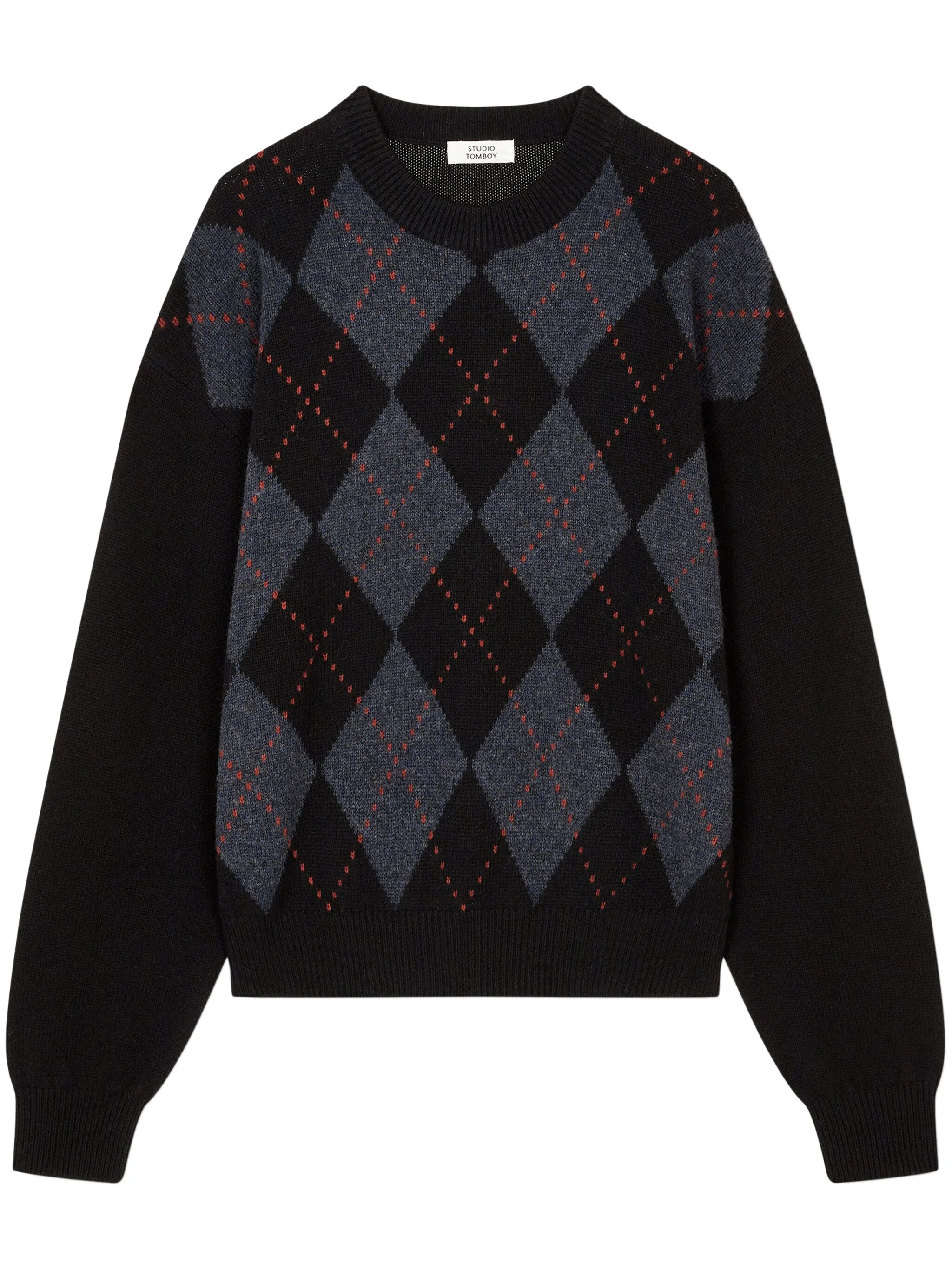 

Свитер с узором аргайл Studio Tomboy, черный