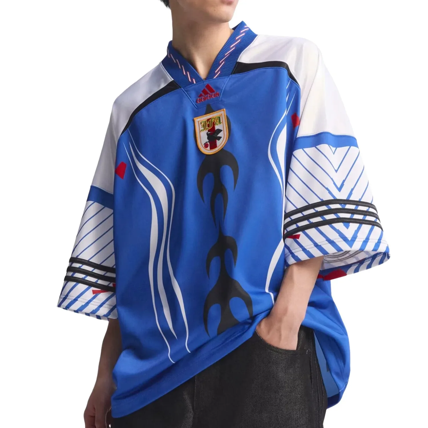 Футболка Adidas Bringback Remixed Japan Jersey 'Power Blue White Red' — фото 2