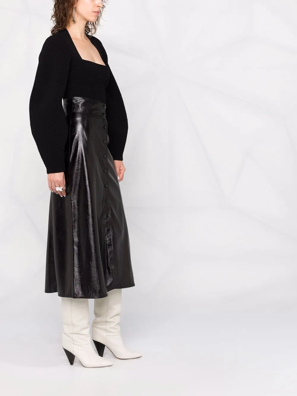 Юбка миди из искусственной кожи Isabel Marant, черный — фото 4