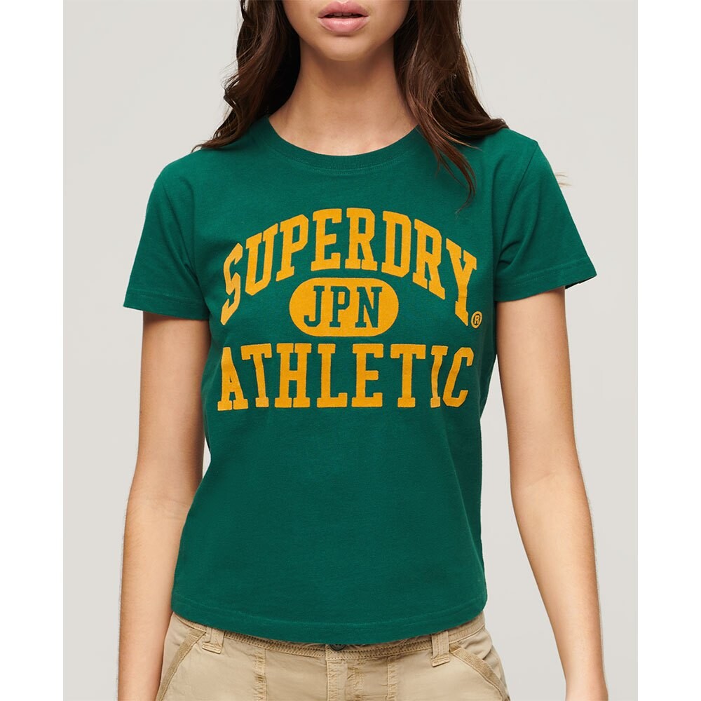 

Футболка с коротким рукавом Superdry Varsity Flocked Fitted, зеленый