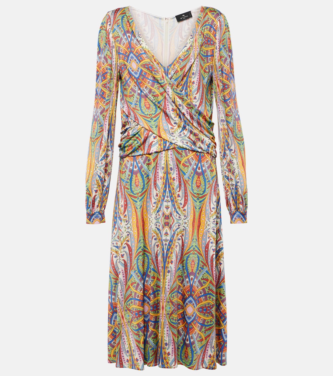 

Платье миди из джерси с принтом и сборками Etro, Multicolour