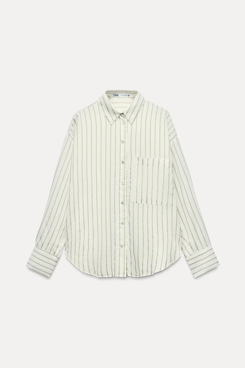 

Струящаяся рубашка в полоску ZARA, экрю/зеленый