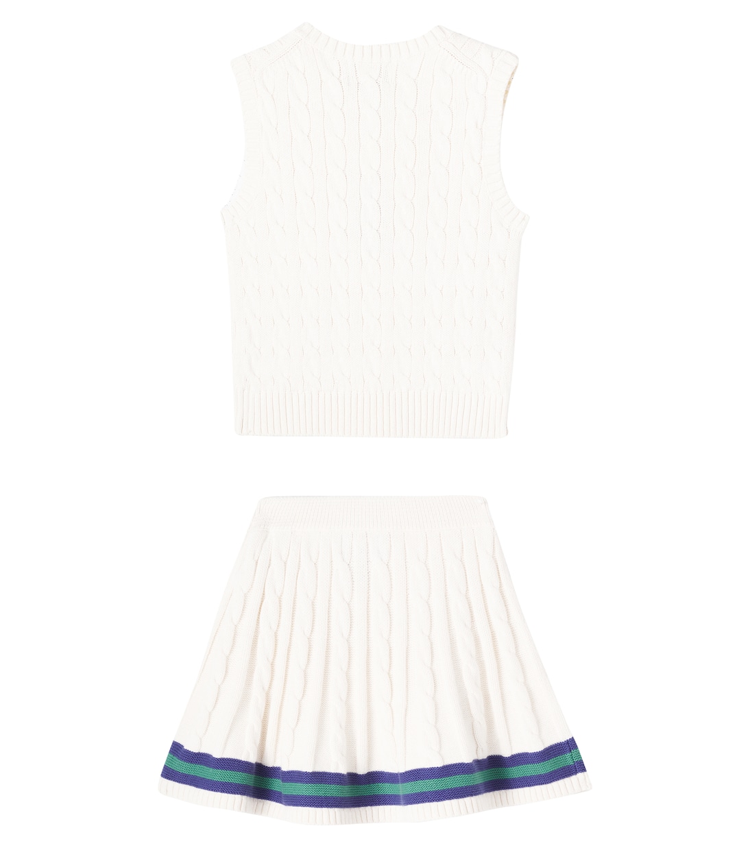 Вязаный хлопковый жилет с рубчиком Polo Ralph Lauren Kids, Cricket Cream Multi — фото 4