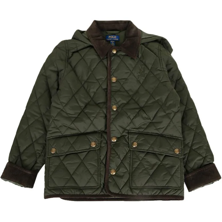 Polo Ralph Lauren Утепленная куртка FW25 оливкового зеленого цвета для детей