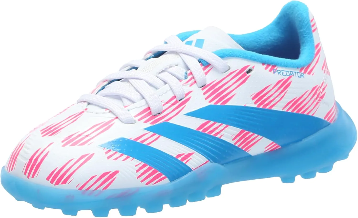 Футбольные кроссовки Adidas Originals Boys' League Predator для игры на траве, белый/синий/розовый — фото 2