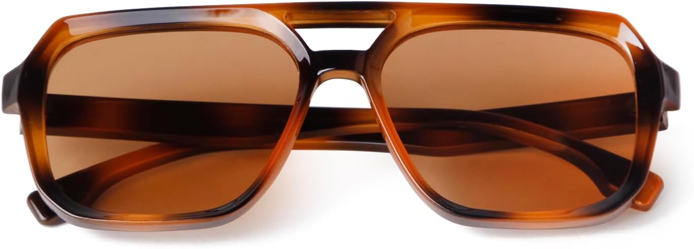 

Дизайнерские квадратные солнцезащитные очки-авиаторы VIA LEECA для женщин и мужчин, с двойной перемычкой, крупной толстой оправой, в стиле ретро, Tortoise Frame Light Tea Lens