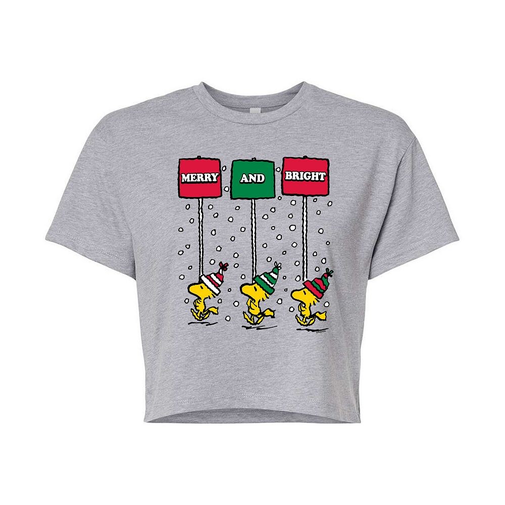 

Укороченная футболка Peanuts Woodstock для юниоров Merry & Bright Licensed Character, цвет Heather Gray