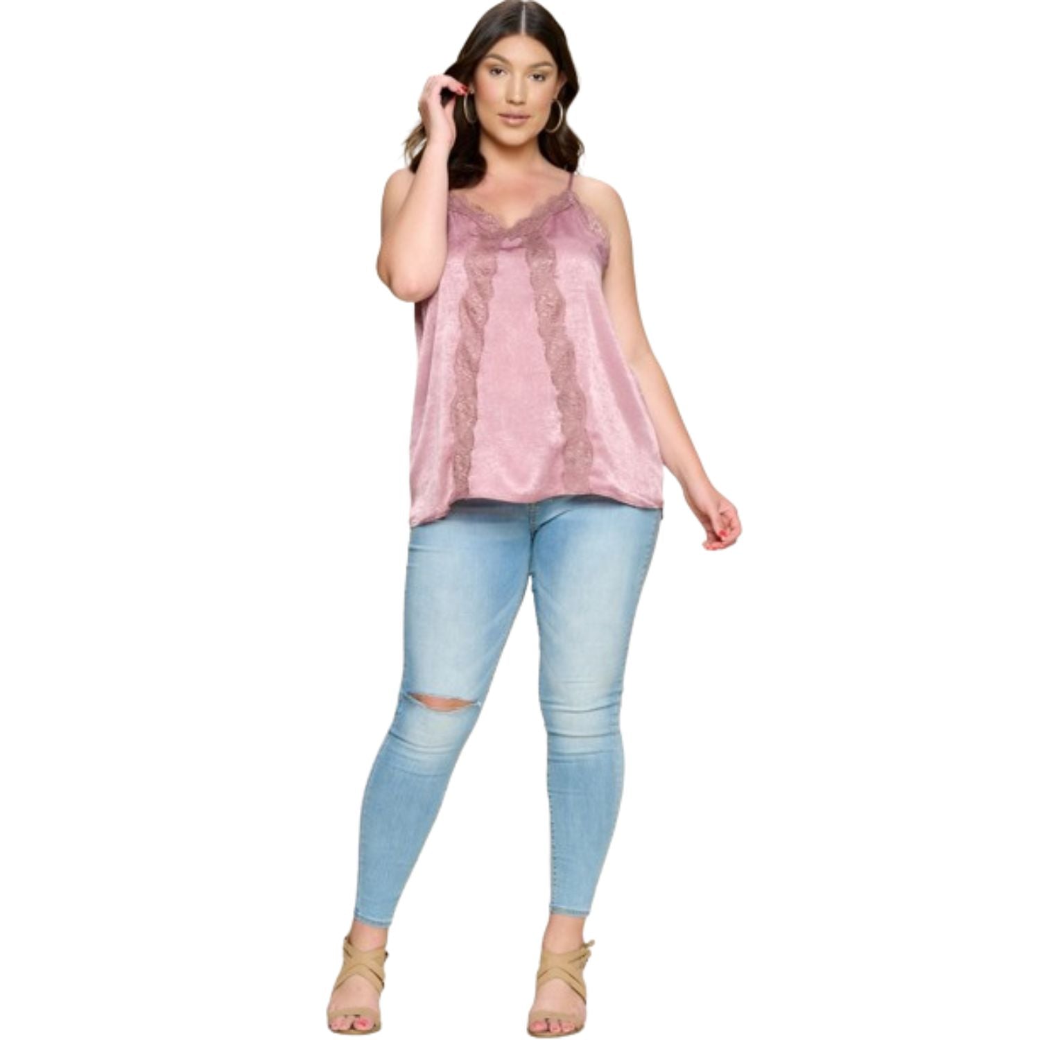 

Однотонный атласный топ без рукавов на бретельках FASHNZFAB, цвет mauve
