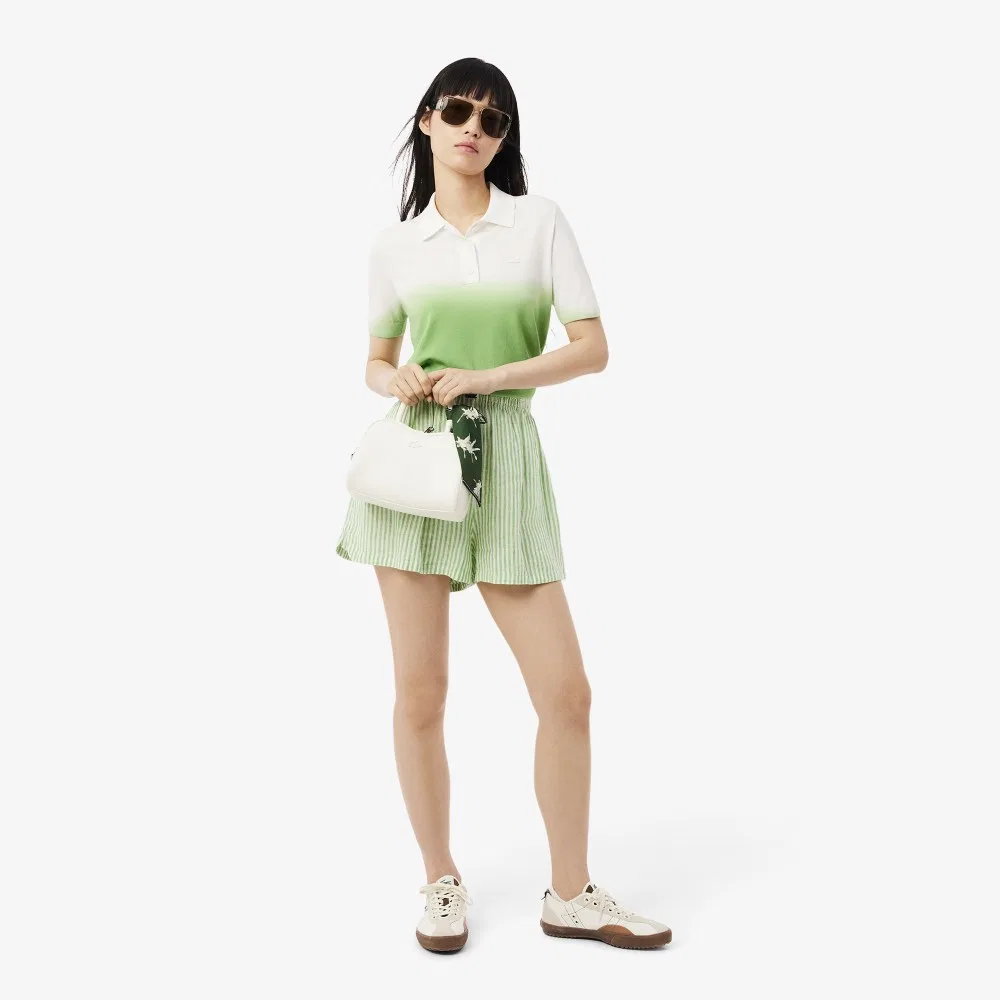 Женский свитер-поло Lacoste с градиентом, зелёный микс — фото 4