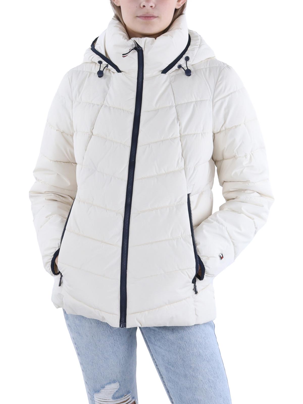 

Женская утепленная стеганая куртка с капюшоном Tommy Hilfiger, цвет white sand