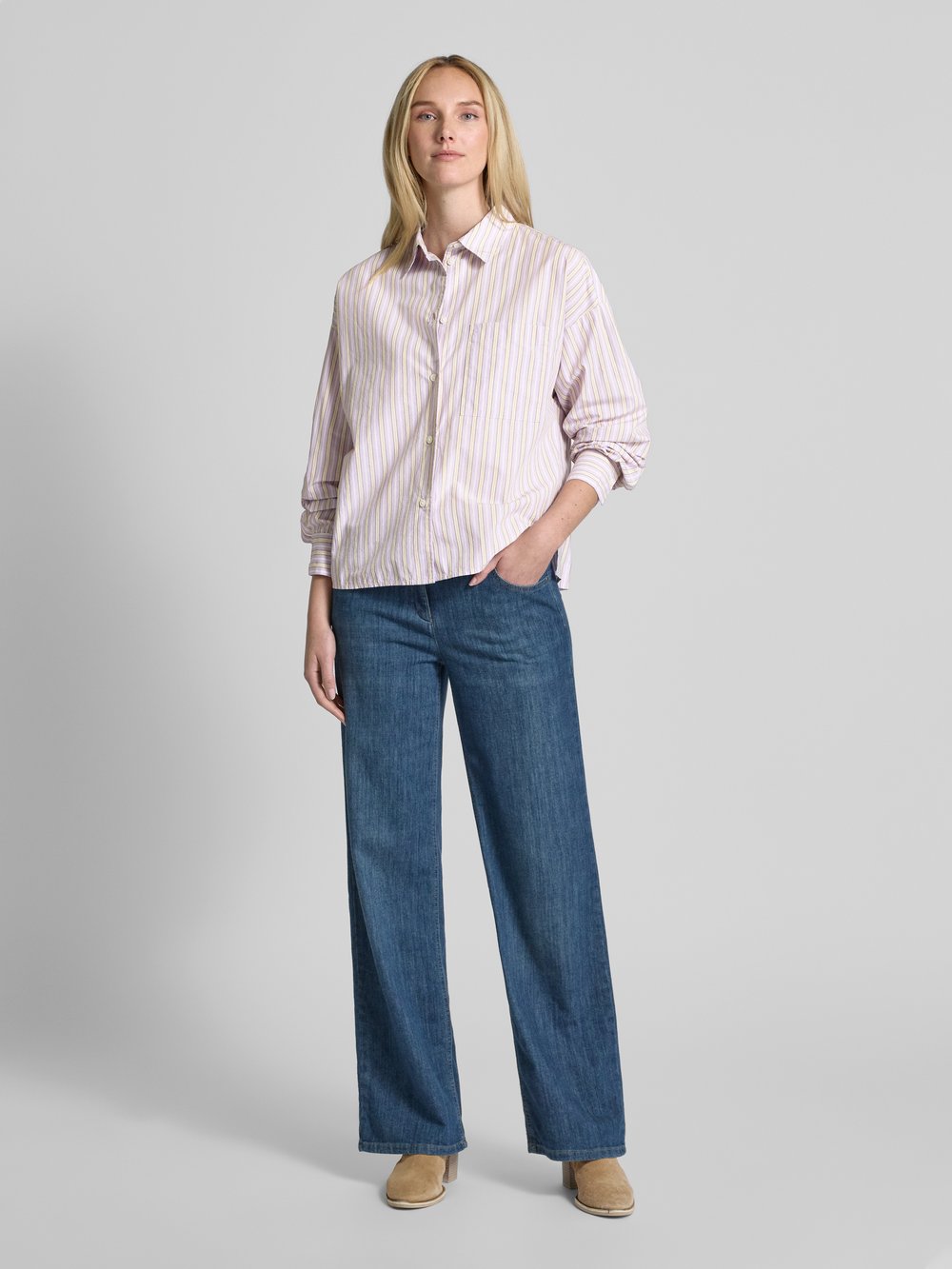 

Блузка-рубашка прямого кроя с нагрудным карманом Marc O'Polo Denim, сиреневый
