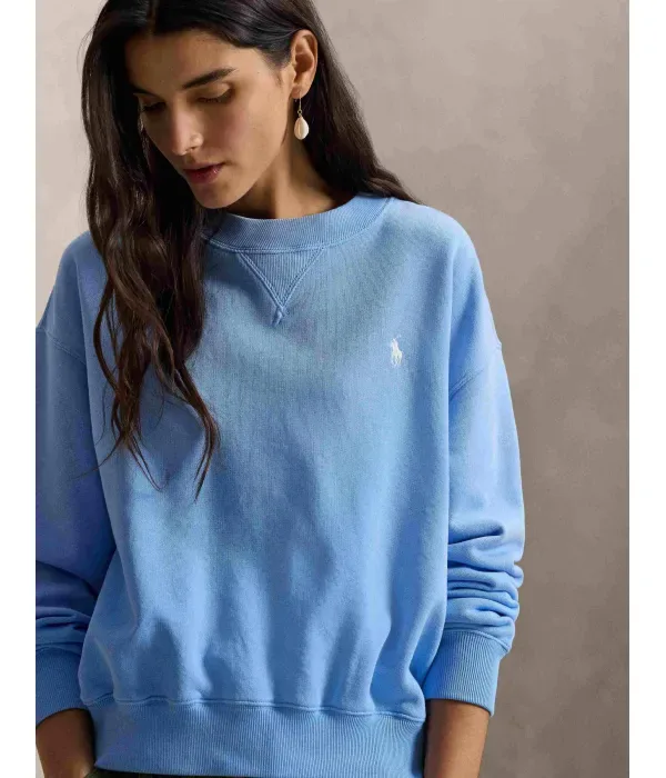 Толстовка oversize fit Polo Ralph Lauren, небесно-голубой — фото 4