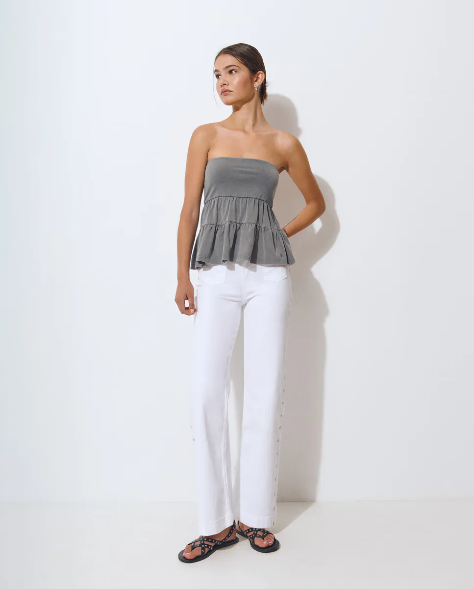 

Женские брюки-кюлоты средней посадки с вышивкой Brownie, белый