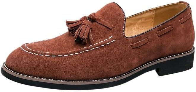 

Мужские классические замшевые лоферы, без шнурков, с нескользящей и износостойкой подошвой, подходят для повседневной носки, вечеринок, вождения и деловых встреч Zestrelax, коричневый